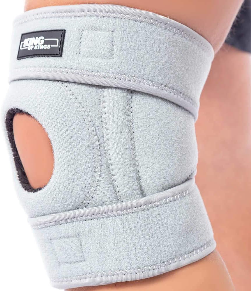Patella Knee Brace for Arthritis Pain and Support with Side Stabilizers for Meniscus Tear, Women, Men, Acl, Running, Mcl, Tendonitis, Athletic, Lcl - Adjustable Neoprene Open Knee Sleeve -Grey
