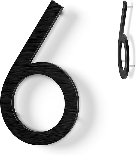 8 Inch Floating House Numbers, Address Numbers For Houses Large Black Exterior Street Metal Modern House Numbers for outside Floating Mount Or Flush Mount Aluminum Home Door
