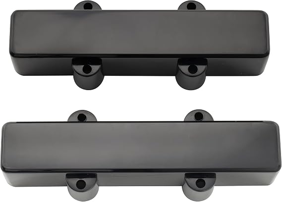 Musiclily Pro Plastic F91.6/R95mm Jazz Bass Pickup Covers No Holes Set for Fender J-bass, Black (Set of 2)