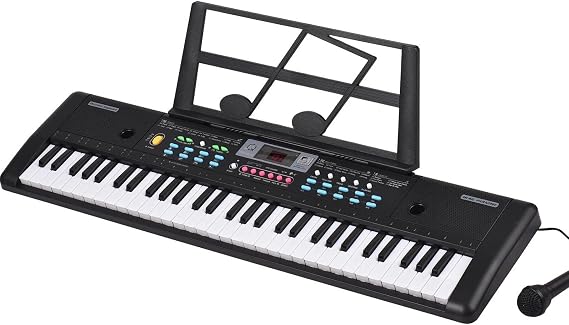 Professional Electronic Keyboard 61 Keys USB Electronic Organ With Microphone Black Digital Music Electronic Keyboard Display With 16 Tones 10 Rhythms