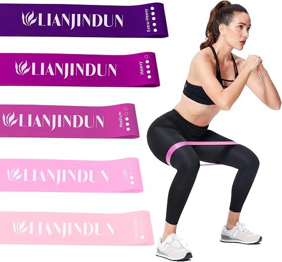 Lianjindun Loop Resistance Exercise Bands Set for Home Gym, Set of 5