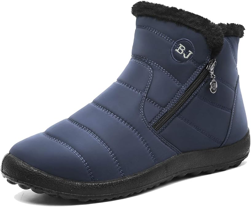 JOINFREE Ladies Winter Boots - Women's Snow, Flat Ankle, Short & Mid-Calf Zip, Outdoor Walking, Warm Bootie
