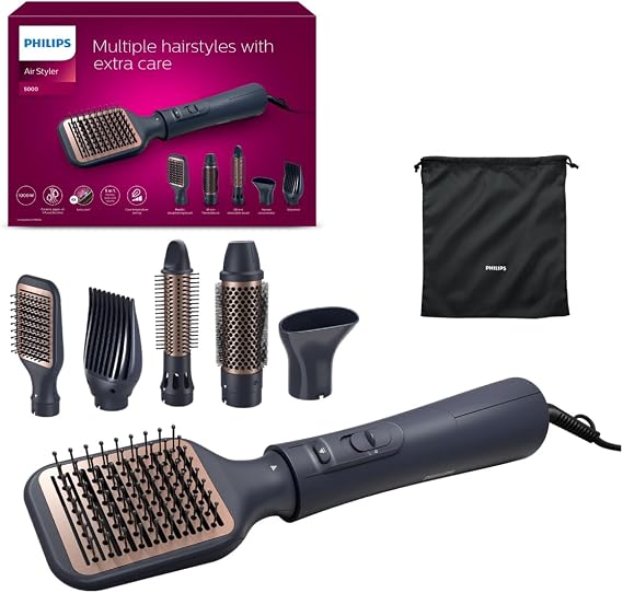 Philips 5’i 1-in-1 Hair Styling and Drying Set, Argan Oil Ceramic Coating, Ionic Care, 5-Apparatus Air Styler, Equal Heat Distribution, 3 Heat and Speed Adjustments, Cold Air Function, BHA530/00