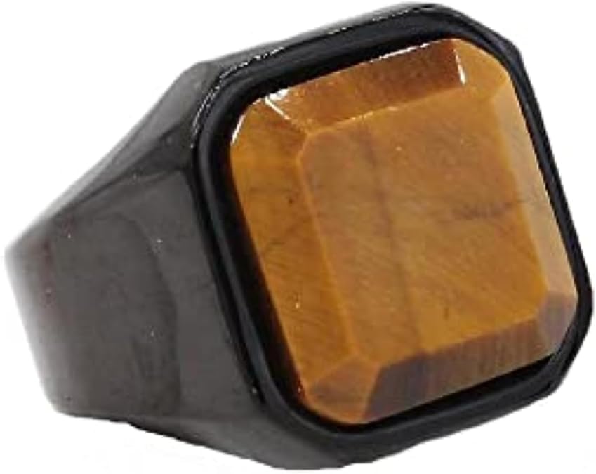 Men's Stainless Steel Natural Tiger Eye Stone Red Black Brown Stone Ring Women's Jewelry US Size 7-13