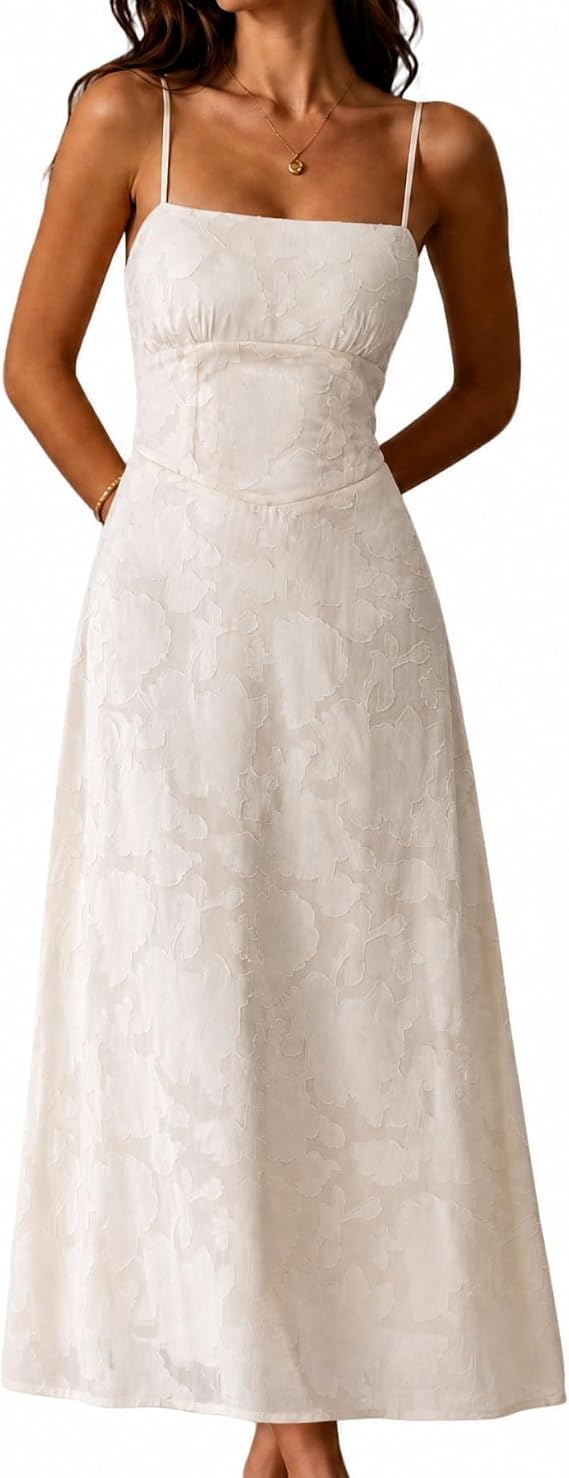 RIHOAS Women's Maxi Dresses A-Line Backless Sling Wedding Guest Dress
