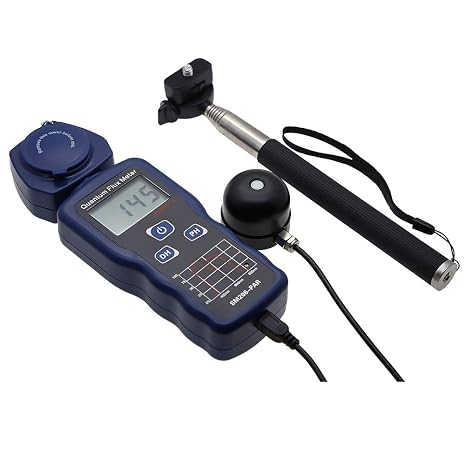 Handheld Quantum PAR Meter Quantum Flux Meter 270 Rotatable Detector Measure Photosynthetically Active Radiation with External Waterproof Sensor and Telescopic Wand