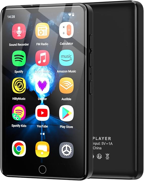 96GB Android 13 MP3 Player with Bluetooth and WiFi, 4.02" IPS HD Touch Screen MP4 Player with Speakers, Music Player for Kids, Android MP3 Player with Spotify, YouTube and Play Store