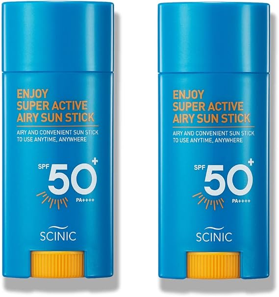 SCINIC Sunscreen Stick, Enjoy Super Active, Airy, Sun Stick, SPF50+ PA++++, 0.5 oz 15 g Set of 2, Genuine Imported Product, Japanese Product,  ENJOY SUPER ACTIVE AIRY SUN STICK Sunscreen, Face,