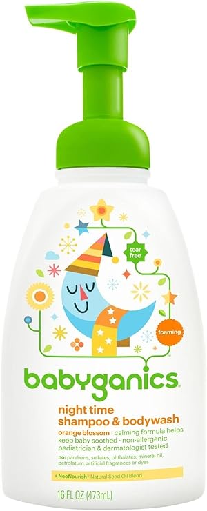 BabyGanics Foamin' Fun Night Time Shampoo & Bodywash, Natural Orange Blossom, 16 Fluid Ounce, 1 Pack