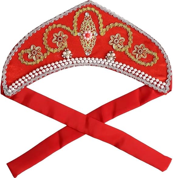 Dianzan Renaissance Crown National Dance Beaded Headdress Coronet Hood Tiara Hat Renaissance Medieval Queen Headpiece for Women