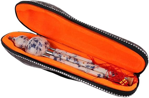 Homyl Hulusi Cucurbit Flute, Key of C/Bb, Plastic Chinese Folk Wind Instrument with Case for Beginners