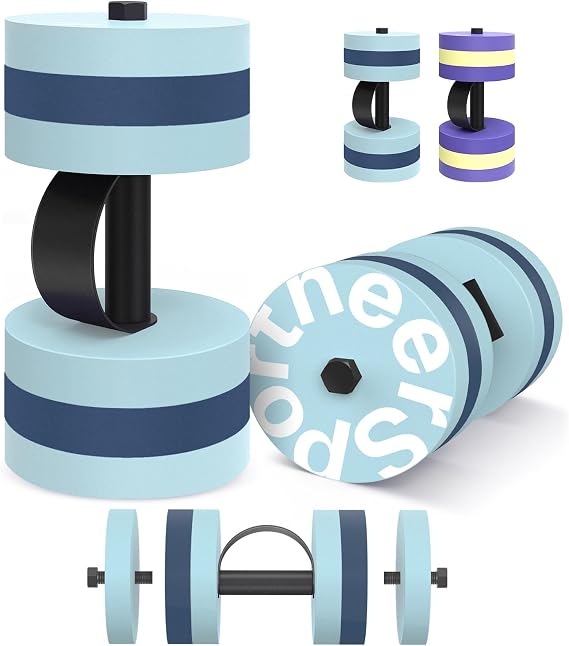 Sportneer Adjustable Resistance Water Weights: Pool Exercise Dumbbell Set of 2 EVA Foam Pool Weights with Handle Strip Aquatic Exercise Equipment for Water Aerobics