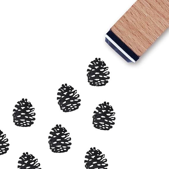 Pinecone Rubber Stamp, 3/5 Inch Small Mini Pine Cones Stamp for Christmas Scrapbooking Card Planner