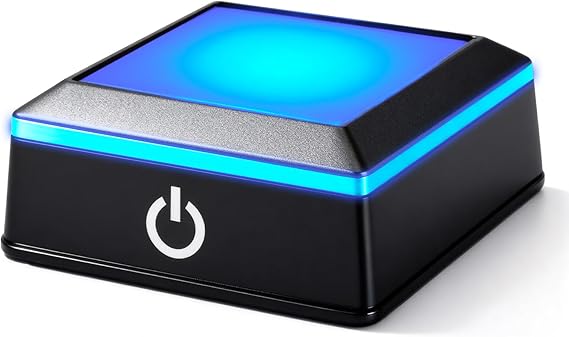 LED Light Base Multicolor Show Stand for Crystal 6 Colour Square Light Display Pedestals Stand for Glass Crystal Art with Sensitive Touch Switch(Black)