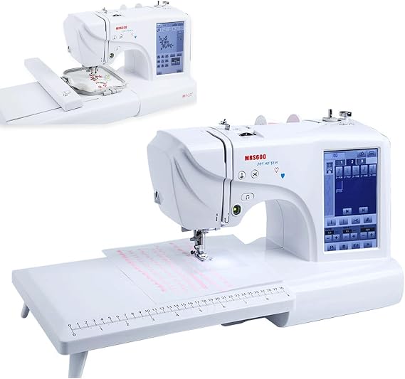 Double Needle Embroidery &amp; Sewing Machine, Commercial Embroidery Machine with 7'' Touchscreen, 4''×9.3'' Embroidery Area, 398 Patterns, 132 Stitches, for embroidery on hats, clothes
