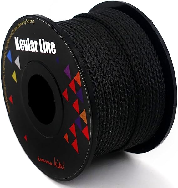emma kites 100% Black Kevlar Braided Cord (0.4~4.6mm Dia, 50lb~1700lb) High Strength, Abrasion Flame Resistant, Tough Survival Tactical Cord Model Rocket Paracord Snare Line Fishing Assist Cord