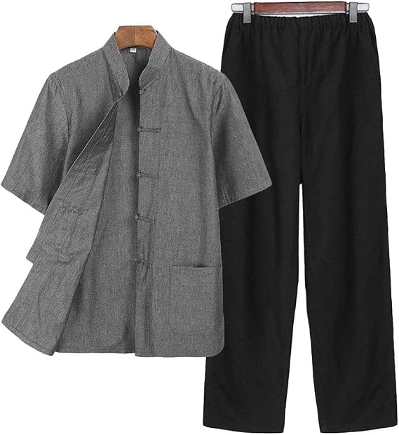 ZooBoo Chinese Clothing Tang Suit - Traditional China Ancient Costume Male Martial Arts Tangzhuang Kung Fu Short Sleeve