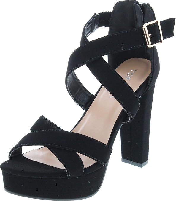 TOP Moda Lovely-86 Women's Peep Toe Platform Chunky High Heel Closed Back Sandals