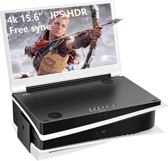 G-STORY 15.6" IPS 4K 60Hz Portable Gaming Monitor for PS5, 2 HDMI Speakers
