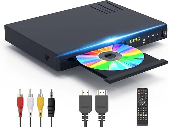 Blu Ray Player, 1080P Blue Ray DVD Player Full HD, Bluray Disc A 1, DVD Player Region Free, HDMI & AV Cable Included