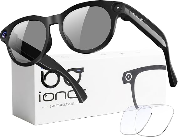 AI Smart Glasses with Camera, 8MP HD Video, Real-Time Translation | Photo Capture,Object Recognition,80min Video Time,Open-Ear Music, Bluetooth Calls, AI Assistant