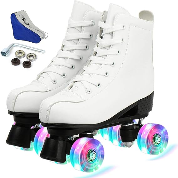 Roller Skates for Women Four Wheels Roller Skating High-Top Double Row Skates Shoes for Indoor Outdoor