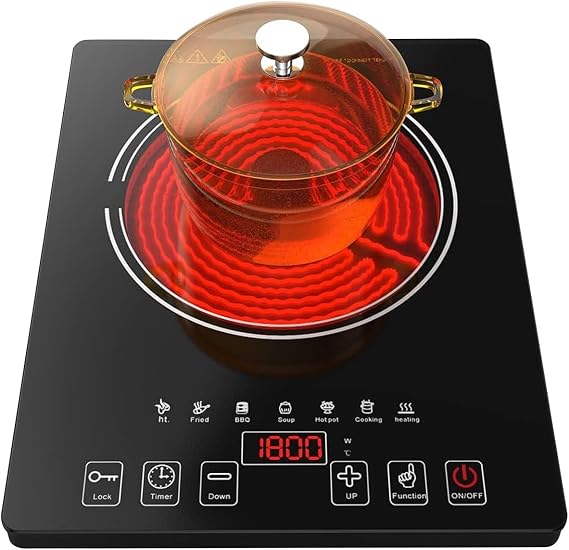 Electric Cooktop Portable Stove 1800W,Single Burner Hot Plate,LED Touch