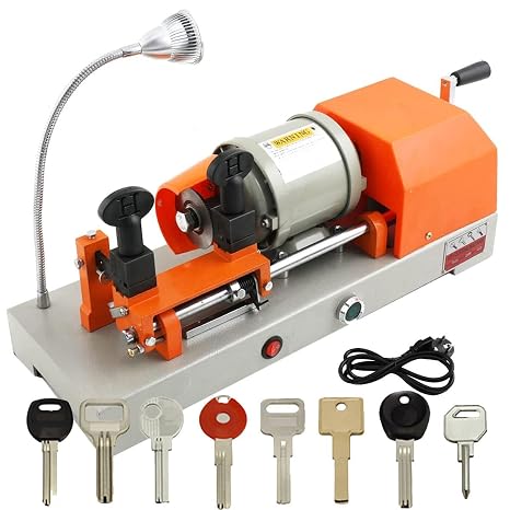 Key Cutting Machine Duplicator - Automatic Horizontal Key Copy Machine with 5 Duplicating Types, LED Light, and Accurate Adjustment for Door and Car Locks