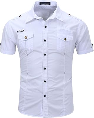 Flygo Mens Summer Outdoor Military Short Sleeve Tactical Shirt