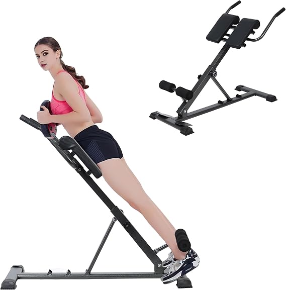 Back Extension Machine, Roman Chair Exercise Equipment, Multipurpose Hyperextension Bench, Back Extension Bench for Glutes, Hamstrings, Lower Back, Hyperextension Machine for Home Gym Black