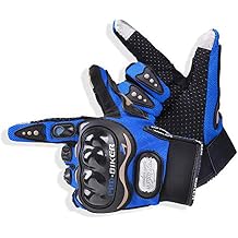 motorcycle gloves touch screen summer motorbike powersports protective racing gloves (L-Blue)