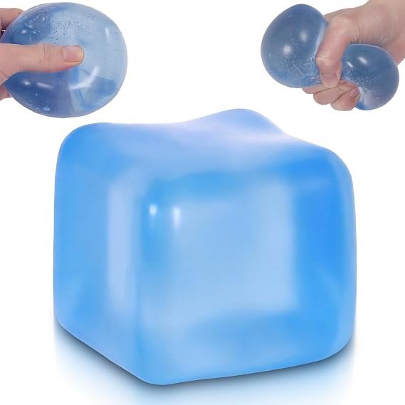 Large Ice Cube Squishy Toy 7cm (2.76Inch), Ssqauvig Big Slow Rising Squishies for Sensory Play, Perfect Stress Relief Fidget Toys for Adults Anxiety, Squishy Cube Sensory Toys (Blue)