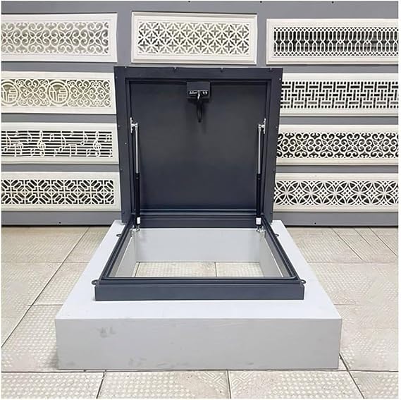 All-Weather Retractable Roof Hatch & Basement Door, 19.6In-39.3In Heavy Gauge Steel with Anti-Leak Edge Sealing,500mmx500mm/19.6Inx19.6In