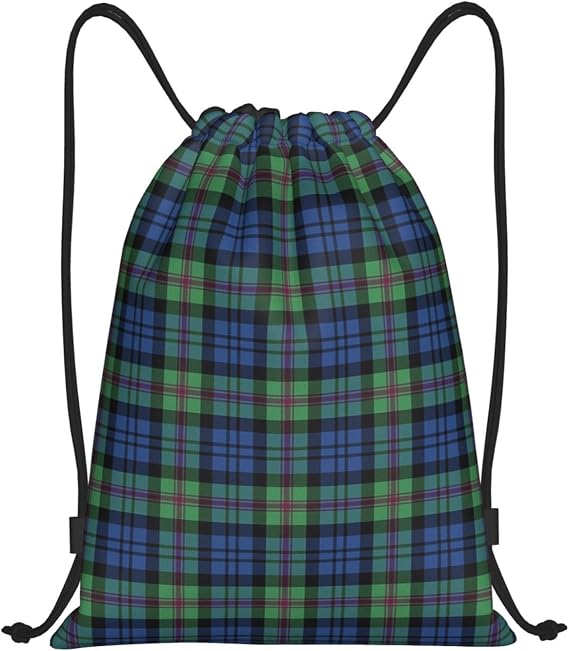 Drawstring Backpack String Bag Selkirk Tartan Sackpack for Sports Gym Small