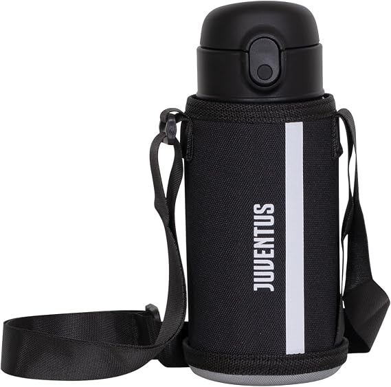 JUVENTUS Boys White Black Water Bottle Holder with Shoulder Strap Temperature Resistance: 12 Hours/Cold 24 Hours