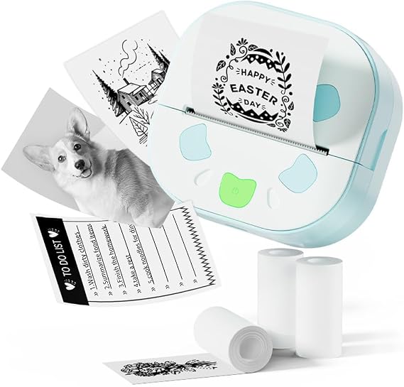 Sticker Maker, PrintPods Mini Sticker Printer, Sticker Maker for Kids, Portable Thermal Bluetooth Small Photo Printer with 3 Rolls Paper, Impresora Portatil for Notes, Journal, DIY, Kids Gift