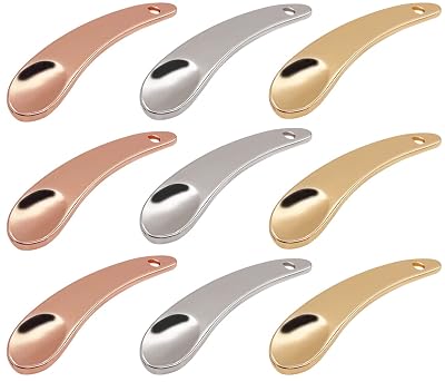 9 Pack Metal Makeup Cosmetic Spoon Skincare Spatula, Beauty Scoop,Reusable Crescent Shape Spoon, Makeup Mixing Stick Applicator, for Home Salon, Facial, Eye Cream, LotionGold, Silver, Rose Gold