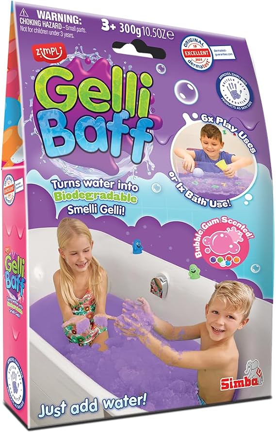 ZIMPLI - Smelli Gelli Baff Bubblegum, 1 Bath or 6 Play Uses, Magically turns water into thick, scented goo, Kids Bath Toy, Certified Biodegradable, UK Made
