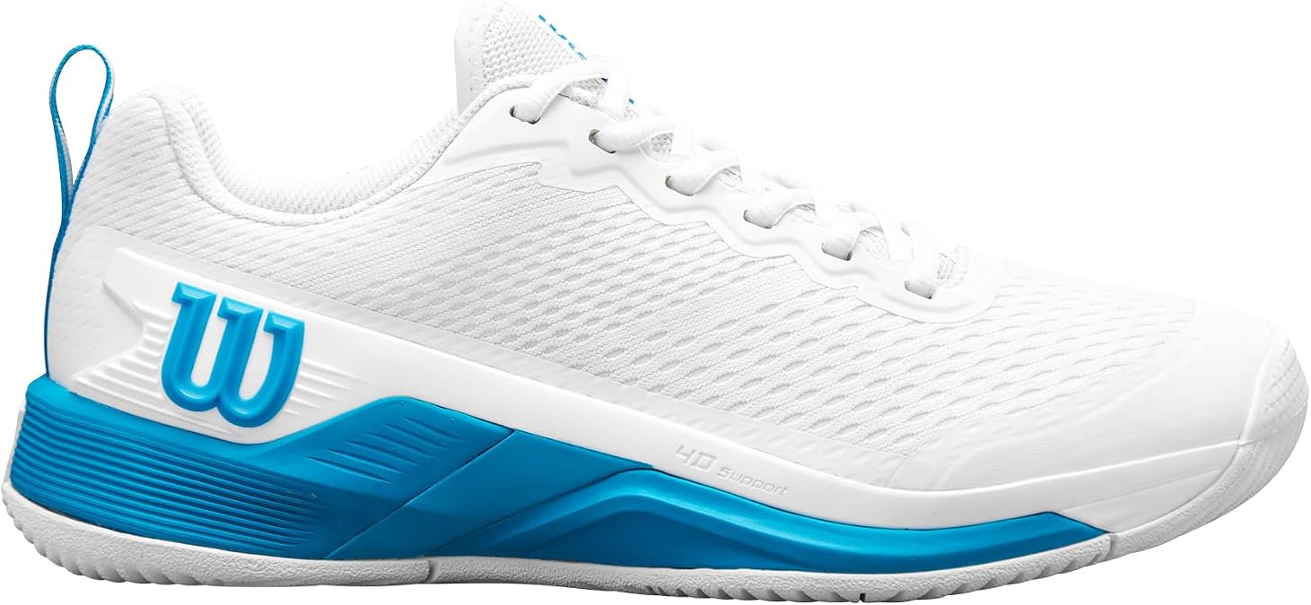 WILSON Men's Rush Pro 4.5 Ounce Tennis Shoe, White/Atomic Blue , 12.5