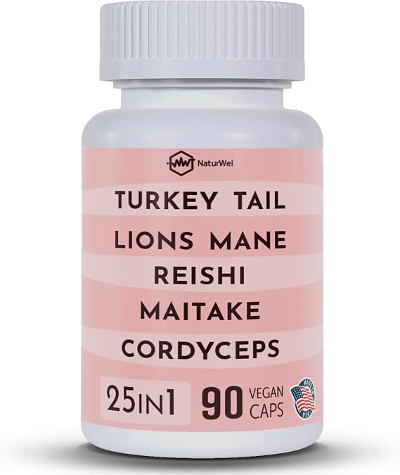 Turkey Tail 3000mg Lions Mane 3000mg Reishi 1500mg Mushroom Blend with Chaga Maitake Cordyceps Shiitake Field | Mushroom Blend | Focus Pills - 90 Count (90 Count Pack of 1)