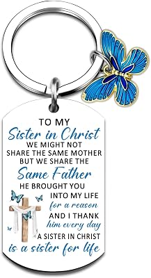 Sisters In Christ Gifts for Women Christian Christmas Religious Gift for Sister In Christ Faith Based Gifts for Women Baptism Friendship Birthday Gift for Friends Sisters Cross Keychain