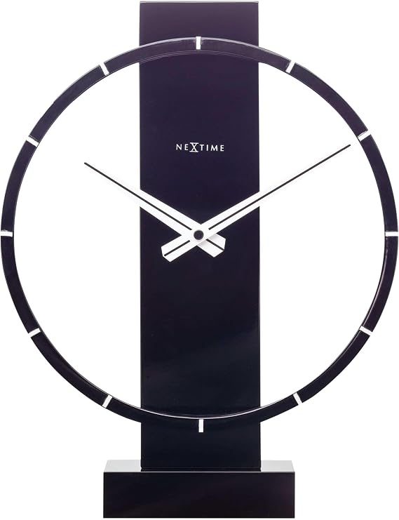 NexTime Table/Wall Clock-34 x 27 cm-Wood/Steel-Black-'Carl Small, 27 x 1 cm