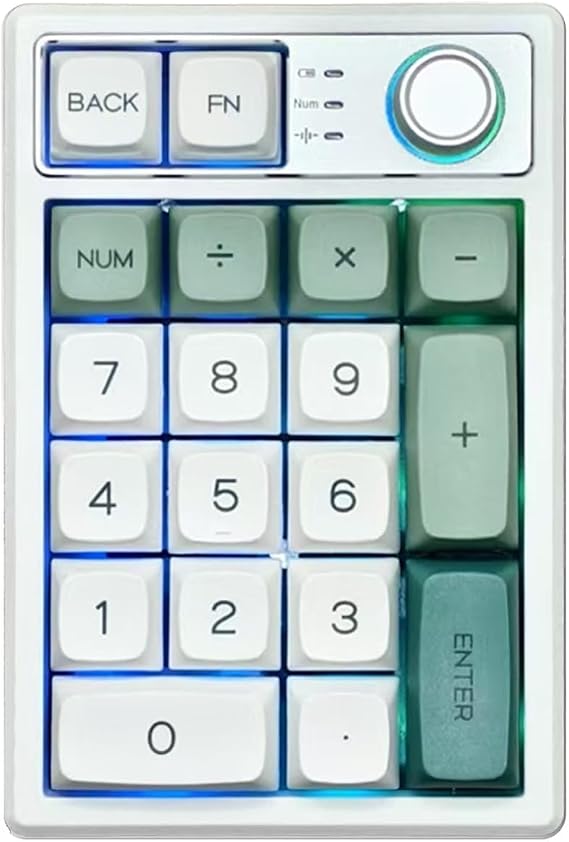 Gasket Creamy Mechanical Numpad Programmable Macro Keypad Wireless 2.4G/Bluetooth 5.0/Wired USB-C RGB Backlit Hot Swappable Number Pad Rechargeable Numeric Keyboard Metal Knob, Botanic Garden