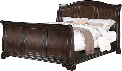 Elements Youngston Bed with Wooden Headboard and Sleigh Footboard, King