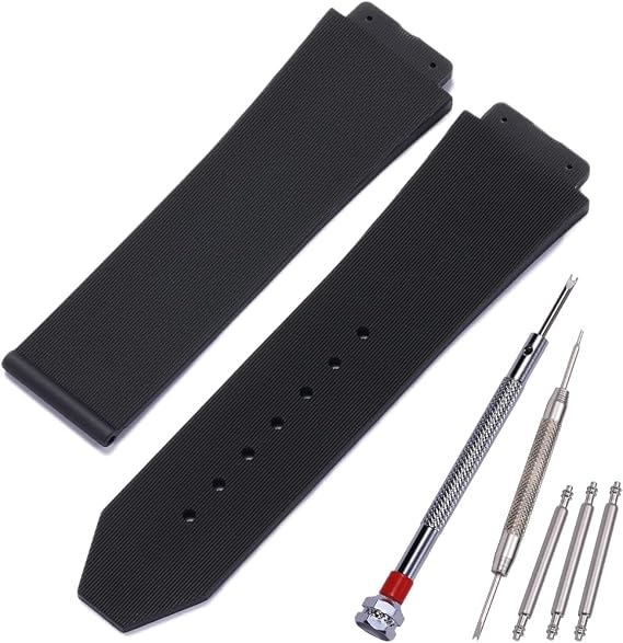 25mm x 19mm Replacement Rubber Strap Compatible with Hublot Big Bang Silicone Watch Band Sports waterproof Linear texture bracelet