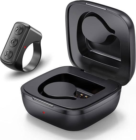 Tiktok Remote Control Ring Finger Scroller Remote Tiktok Bluetooth Scrolling Ring Page Turner,Compatible with iPhone,ipad,Android (Black)