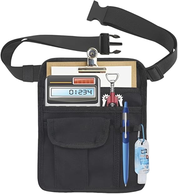 Server Apron Waist Pouch Restaurant Waiter Waist Tool Pouch Bag with Adjustable Belt, Utility Money Bag Working Serving Apron with Pockets for Waitress for Restaurant Hotel Bar(Black)