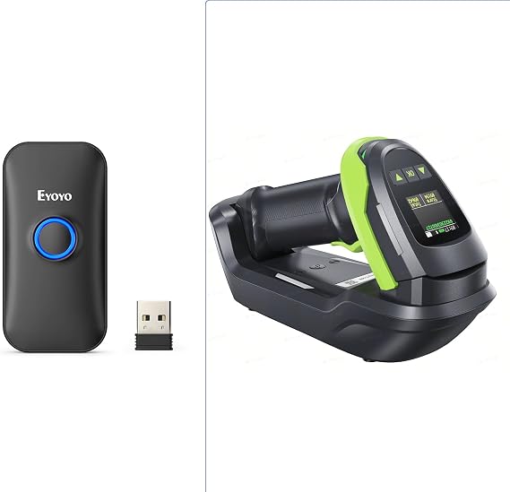 Eyoyo Mini 1D Bluetooth Barcode Scanner + Eyoyo Barcode Scanner with Screen