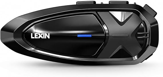 LEXIN GTX Motorcycle Bluetooth Headset, Dual Chip 10 Rider Motorcycle Intercom Helmet Communication System with Audio Multitasking, 36mm HD Helmet Speakers, Dual Microphones, 5 Faceplates, Single Pack