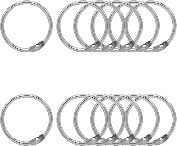 12pcs Binder Rings Metal Book Rings 30mm/1.18 inch Loose Leaf Binder Rings Paper Rings for Flash Cards, Keychain, School, Office, Home